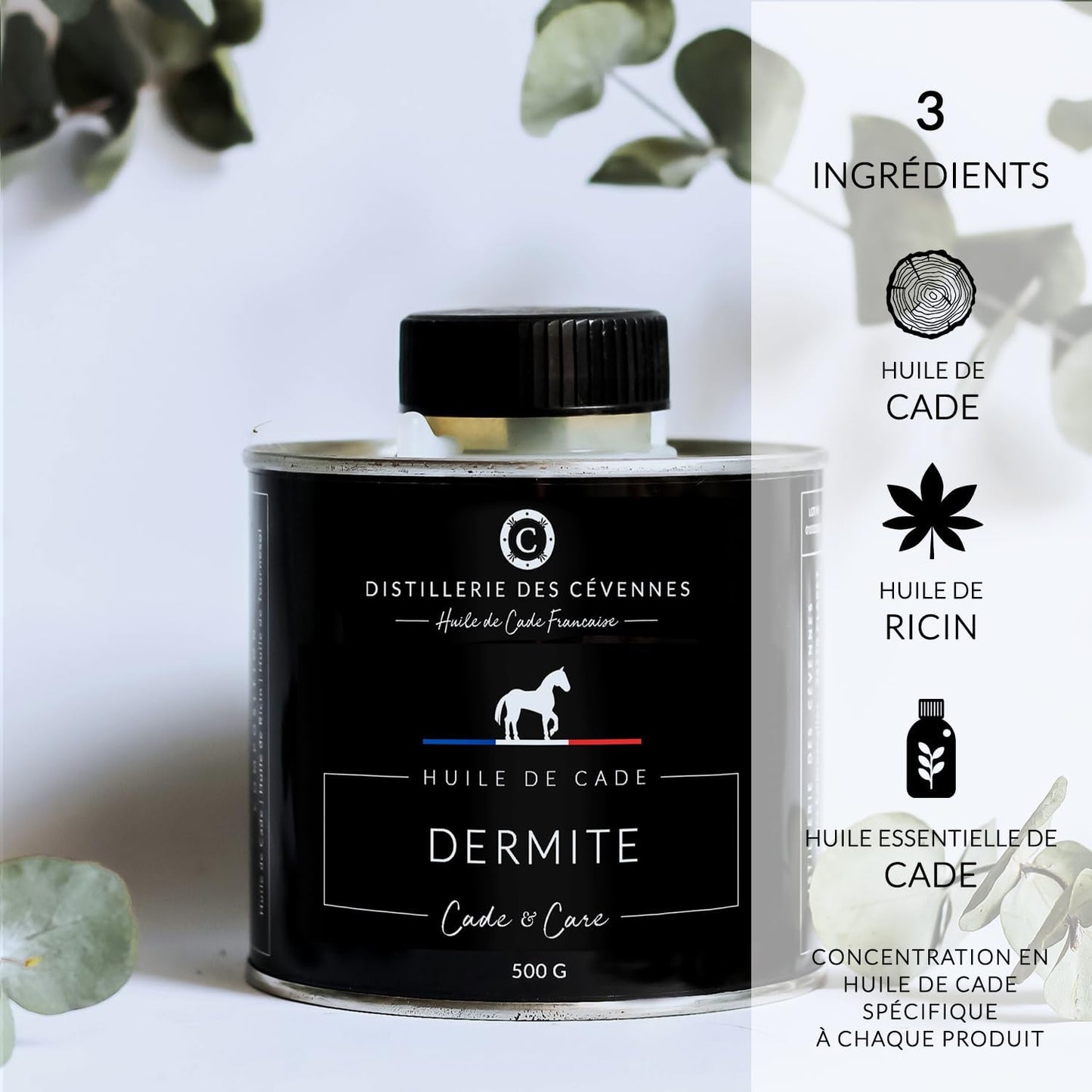 Huile de Cade pour Chevaux - Soin de la Dermite - 100% Fabriquée et Distillée en France