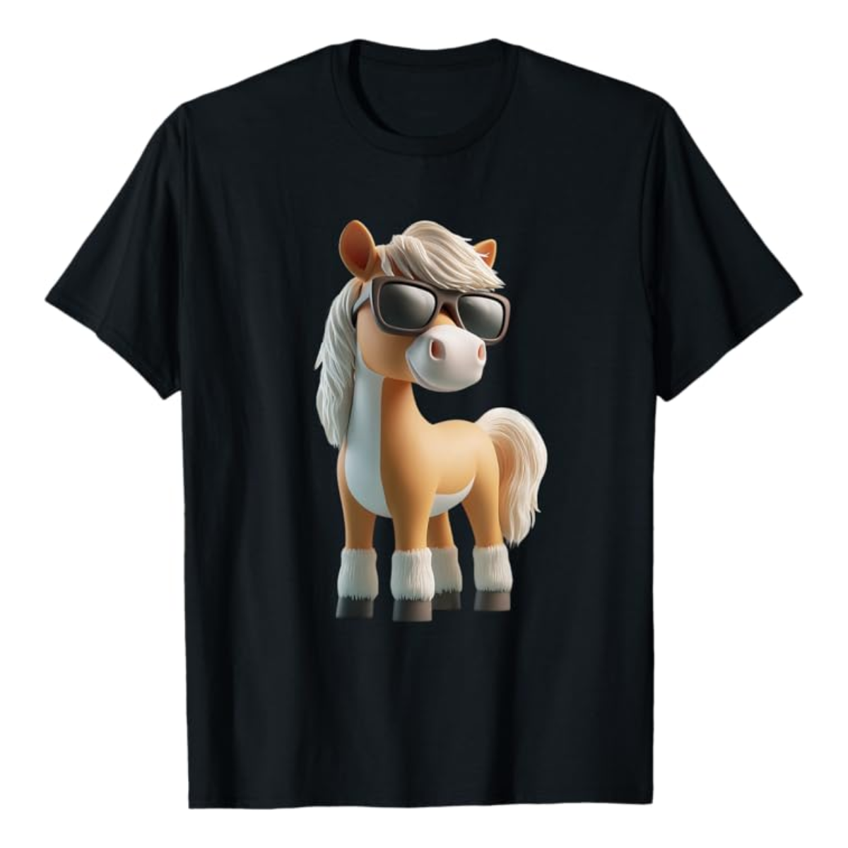 T-shirt : Poney lunettes - Noir