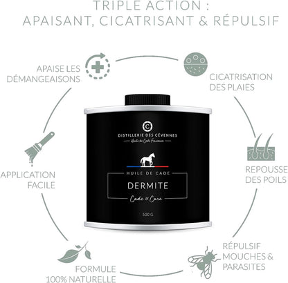 Huile de Cade pour Chevaux - Soin de la Dermite - 100% Fabriquée et Distillée en France
