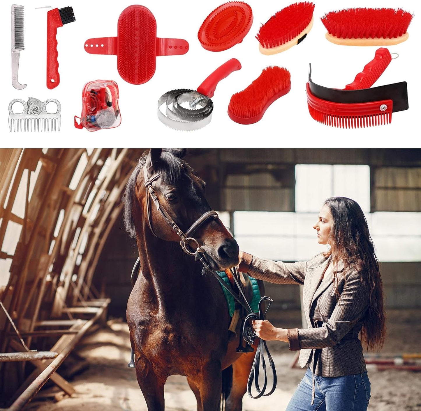 Brosses Pour Chevaux, ensemble 10 Pièces