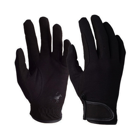 Gants d'équitation adulte unisexe - Noir