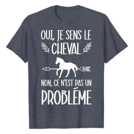 T-shirt : Je sens le cheval - Bleu Chiné
