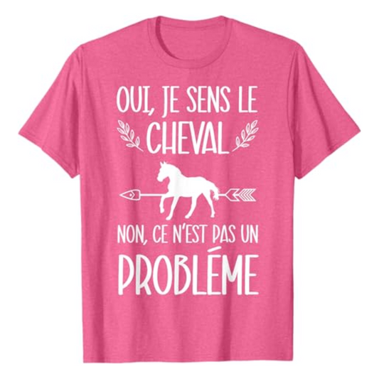 T-shirt : Je sens le cheval - Rose Chiné