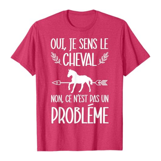T-shirt : Je sens le cheval - Rouge Chiné