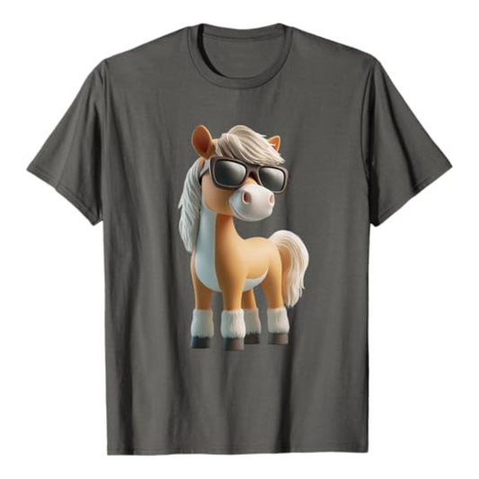 T-shirt : Poney lunettes - Asphalte