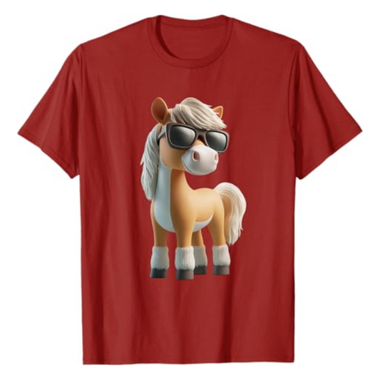 T-shirt : Poney lunettes - Canneberge