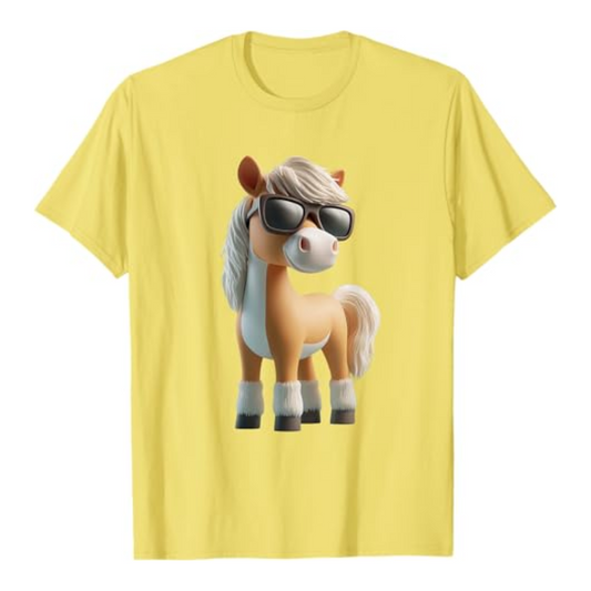 T-shirt : Poney lunettes - Rose