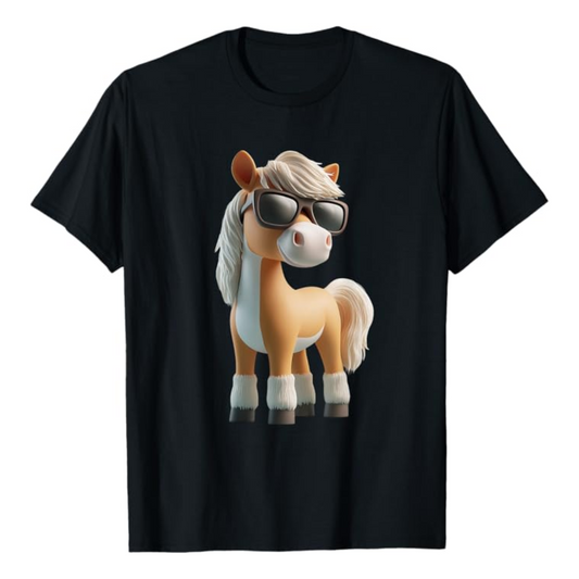 T-shirt : Poney lunettes - Noir